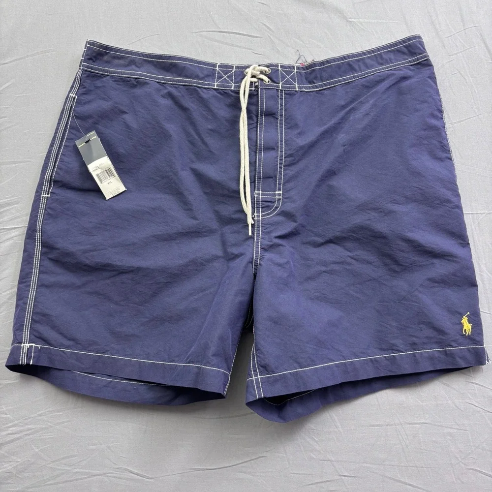 Polo‎ Ralph Lauren Mens Navy Blue Swim Trunks XXL NWT Contrast Stitch Summer